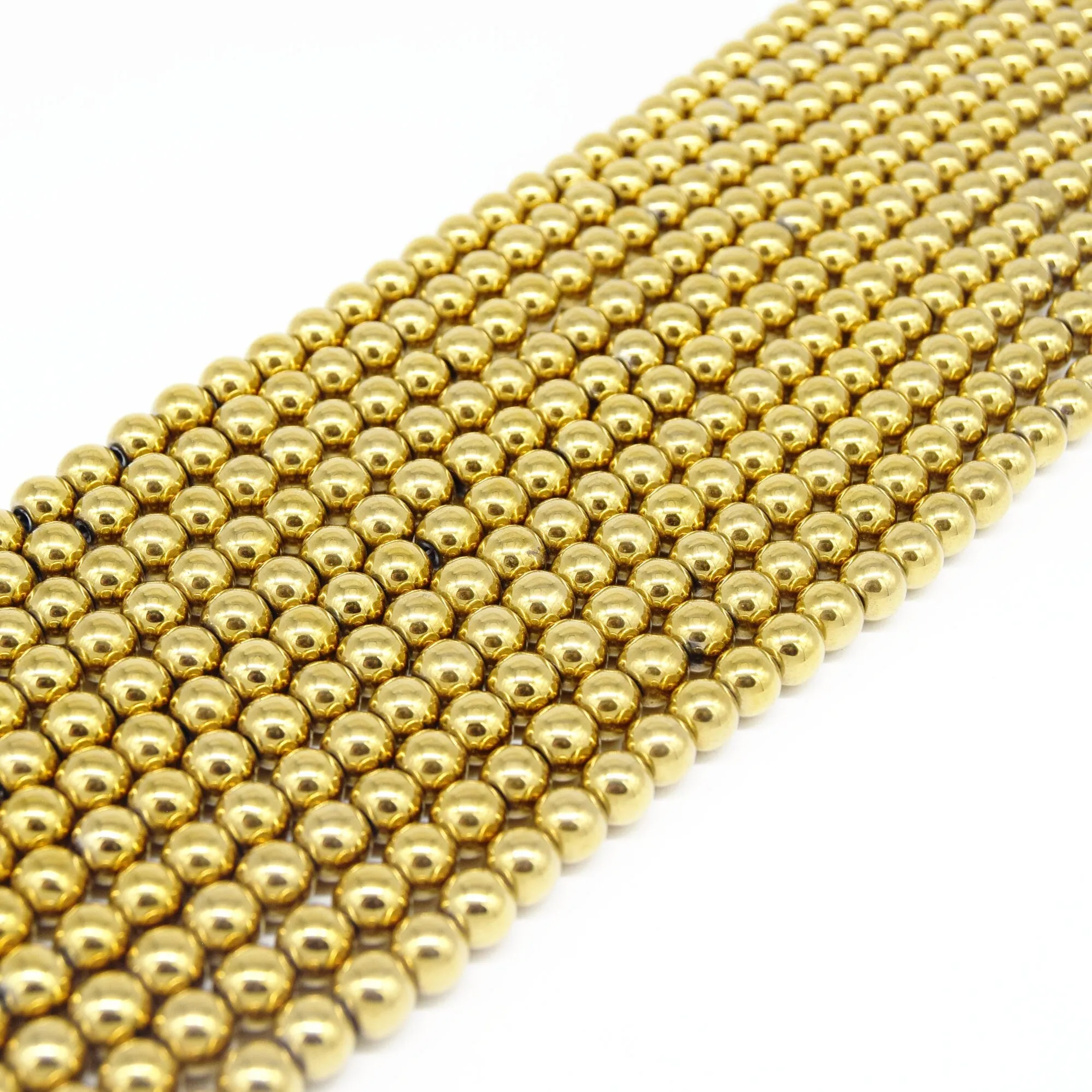 Hematite Beads |  Light Gold Round Natural Gemstone Beads - 4mm 6mm 8mm 10mm Available