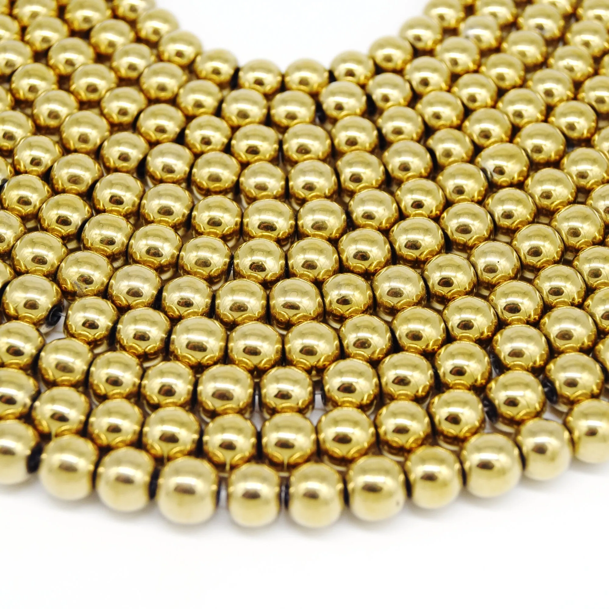 Hematite Beads |  Light Gold Round Natural Gemstone Beads - 4mm 6mm 8mm 10mm Available