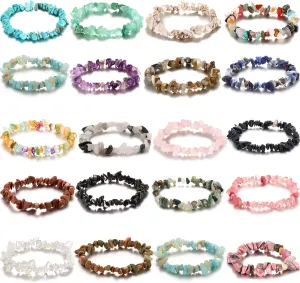 Hicarer 20 Pieces Crystal Stretch Chip Bracelets Bulk Natural Gemstone Chakra Bracelets for Women Reiki Yoga Anxiety