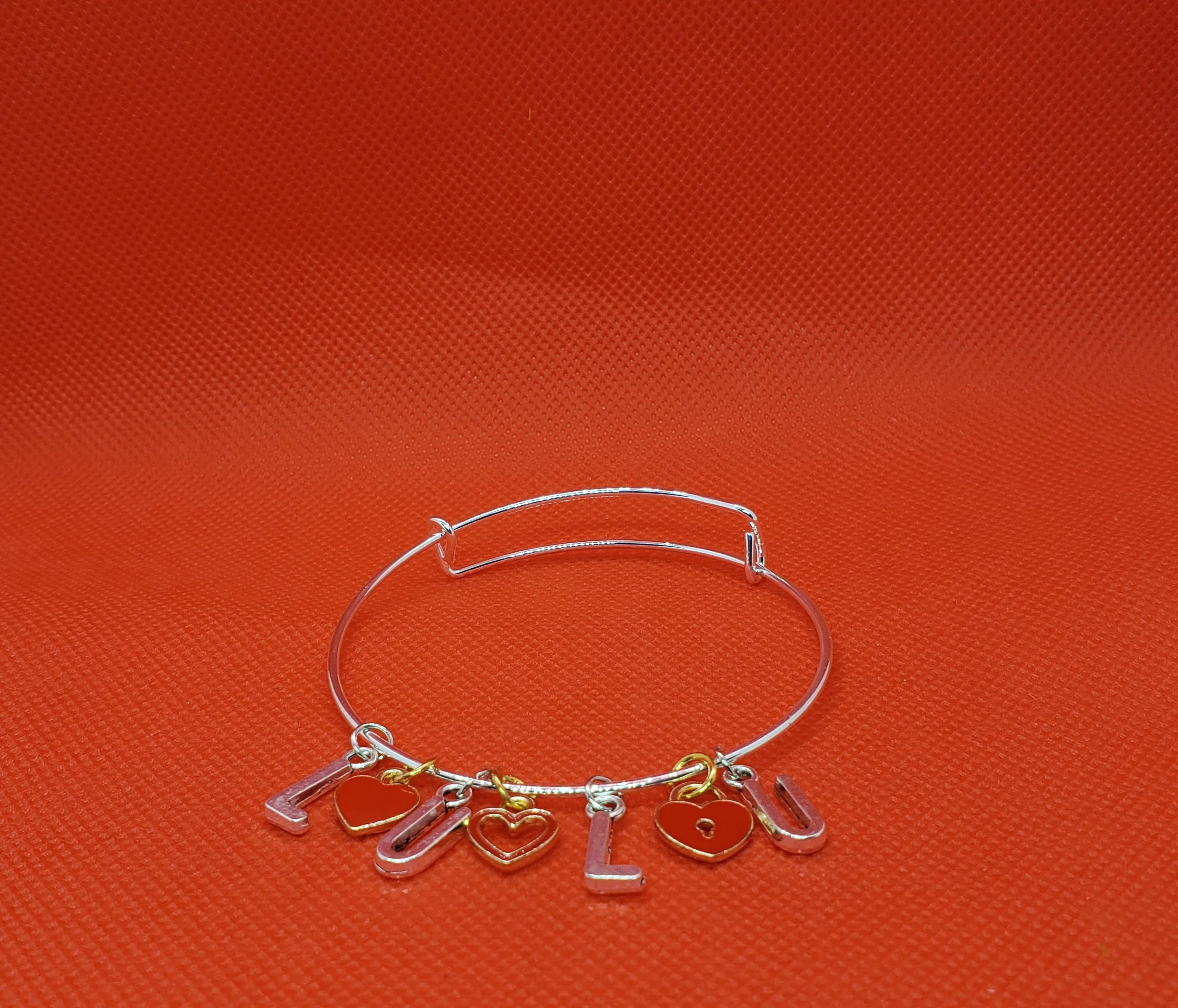 La Belle Fantastique Stainless Steel/ Rose Gold Expandable Bangle Bracelets | Adjustable Bracelet | Charm Pendants | Lettering Charms