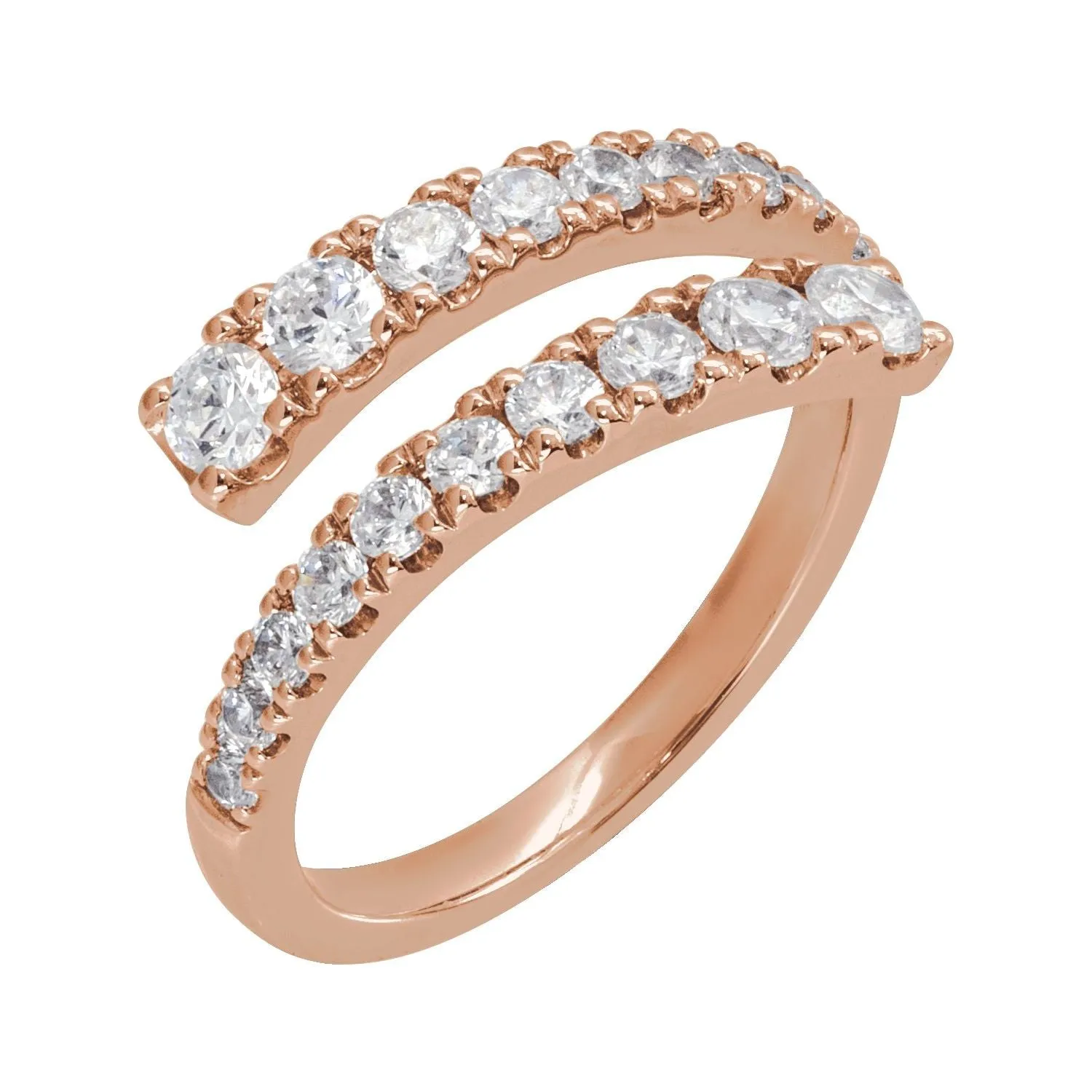 Lab-Grown Graduated Diamond Bypass Rings Size 7