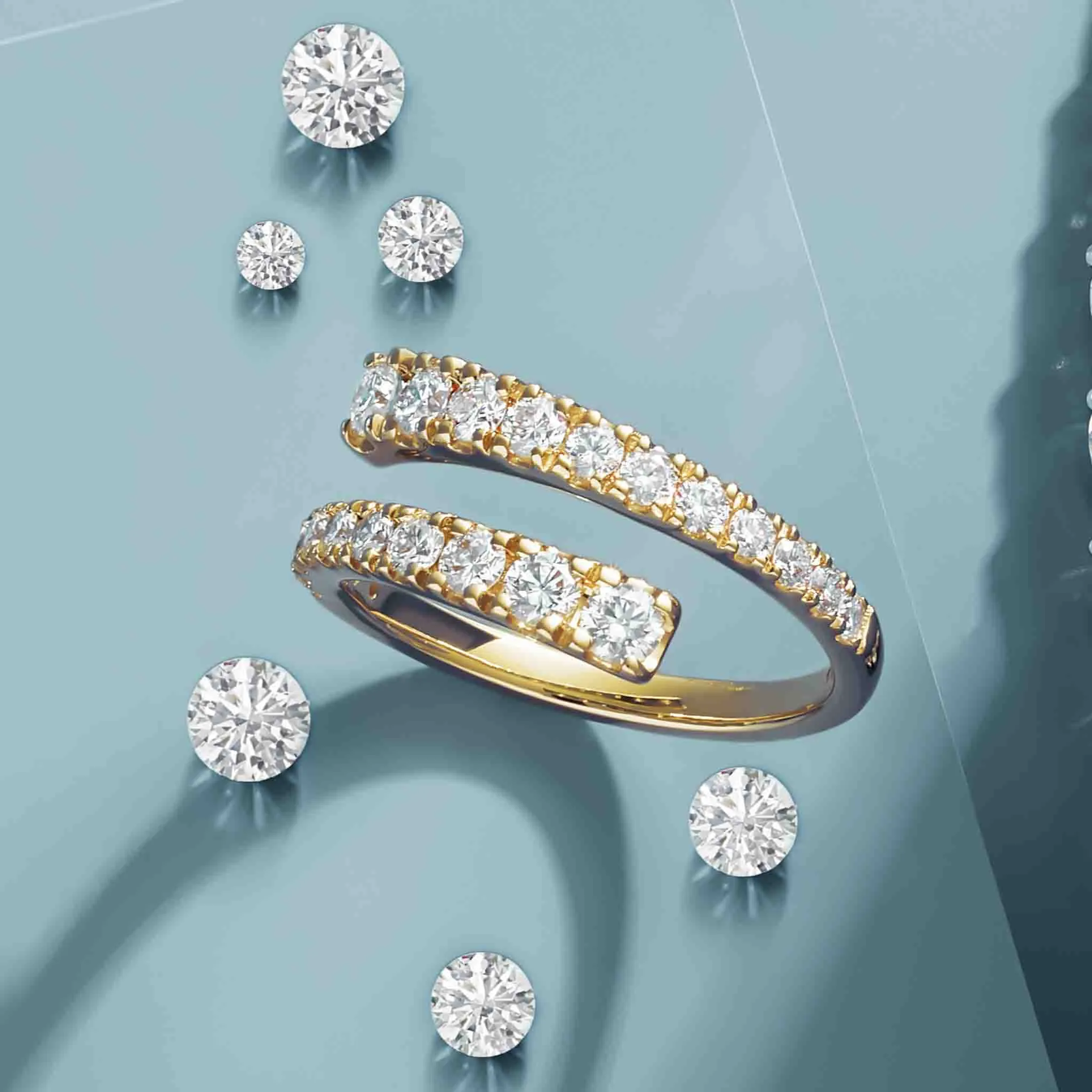 Lab-Grown Graduated Diamond Bypass Rings Size 7