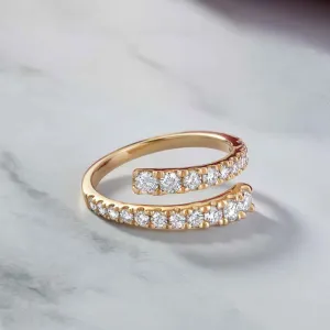Lab-Grown Graduated Diamond Bypass Rings Size 7