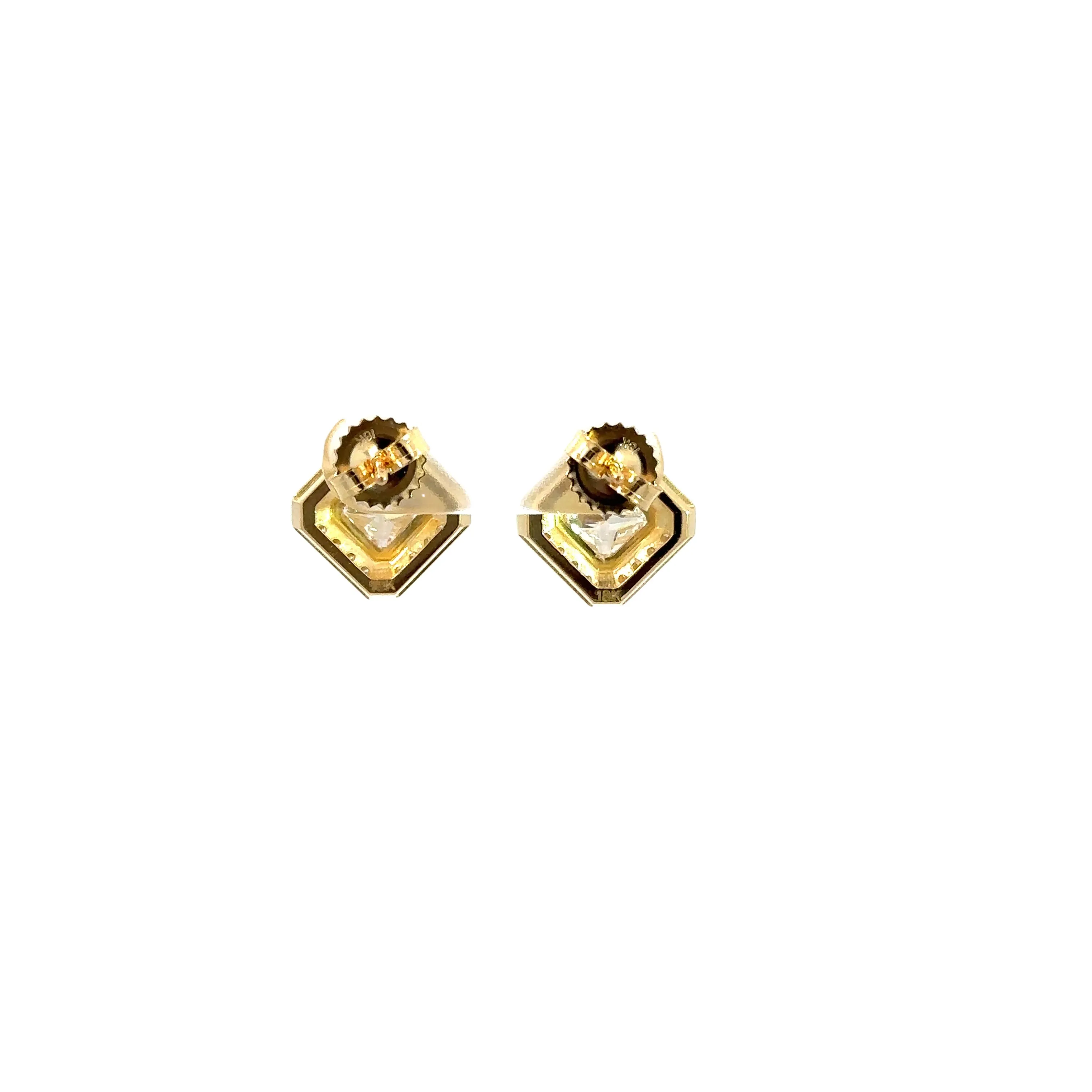Late Century 14kt Yellow Gold .92 & .95ct Princess Cut Diamonds   .33cttw Studs