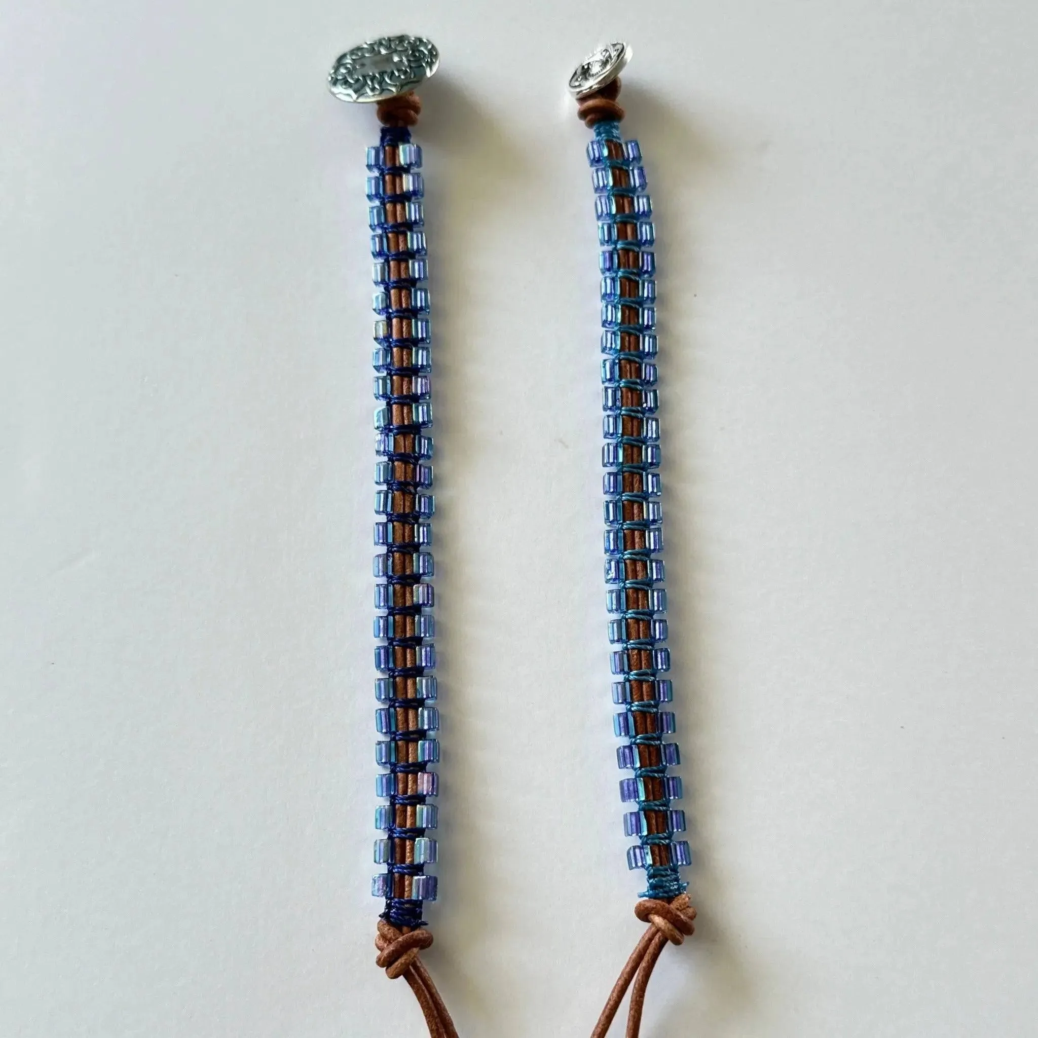Leather Macrame Bead Bracelet