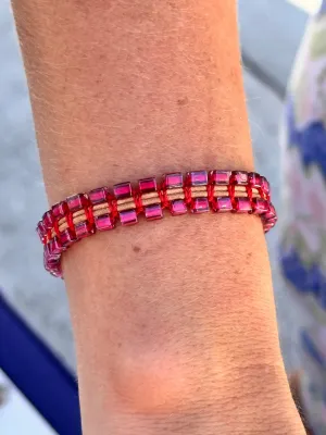Leather Macrame Bead Bracelet