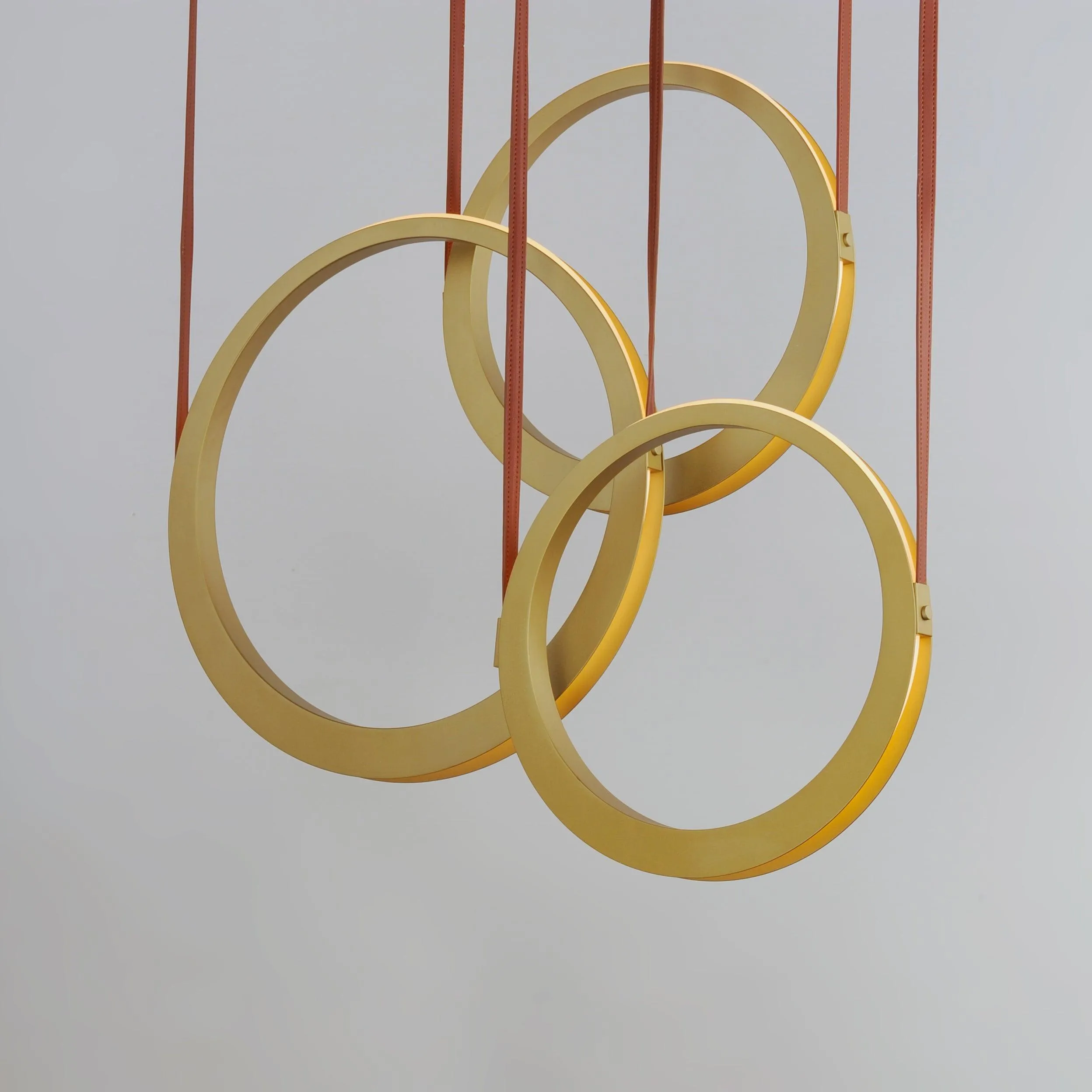 LED Antique Brass 3 Rings Pendant