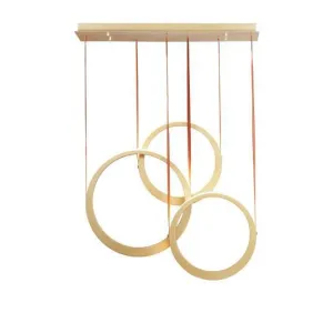 LED Antique Brass 3 Rings Pendant