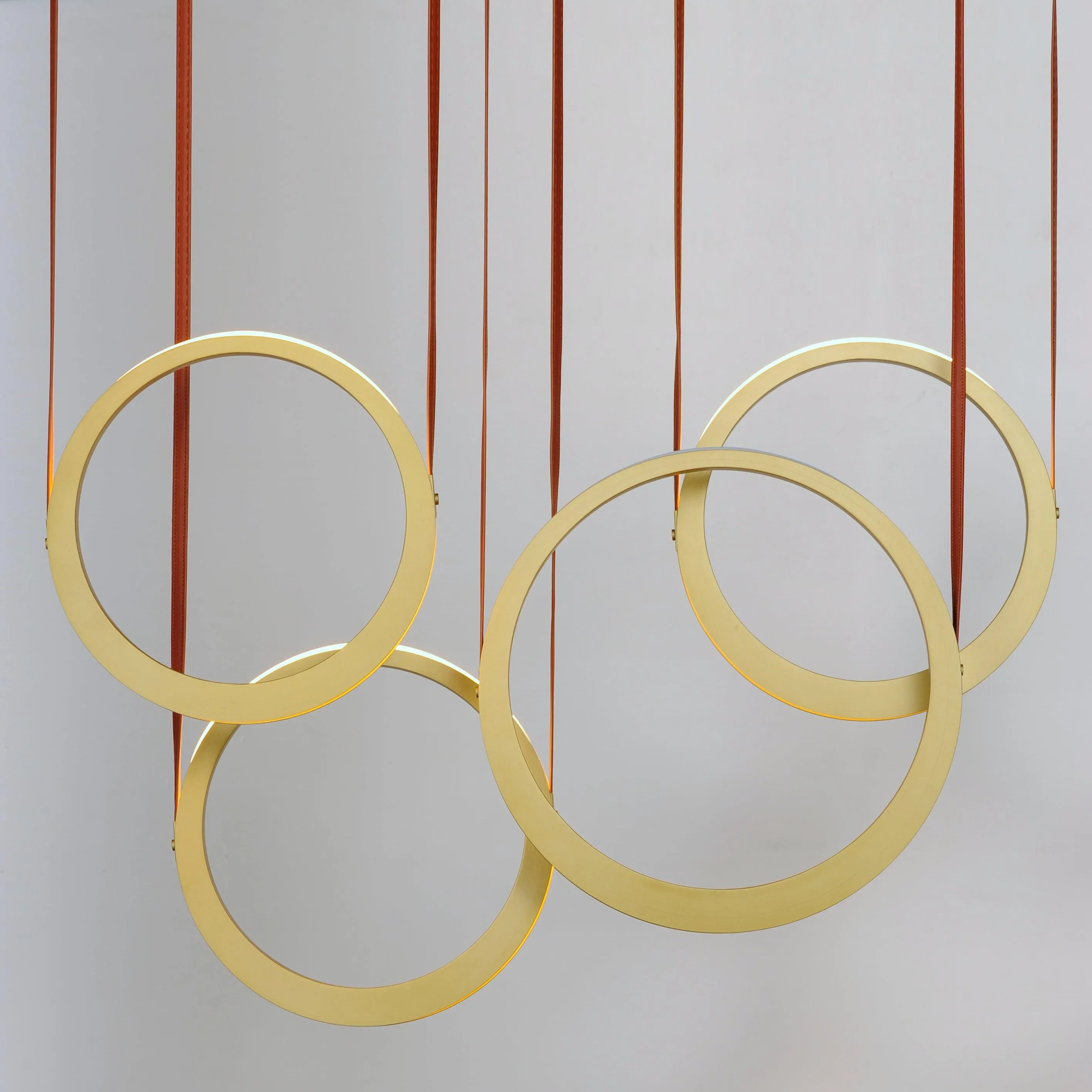 LED Antique Brass 4 Rings Pendant