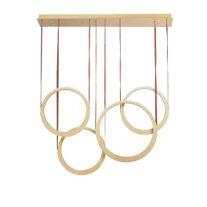 LED Antique Brass 4 Rings Pendant