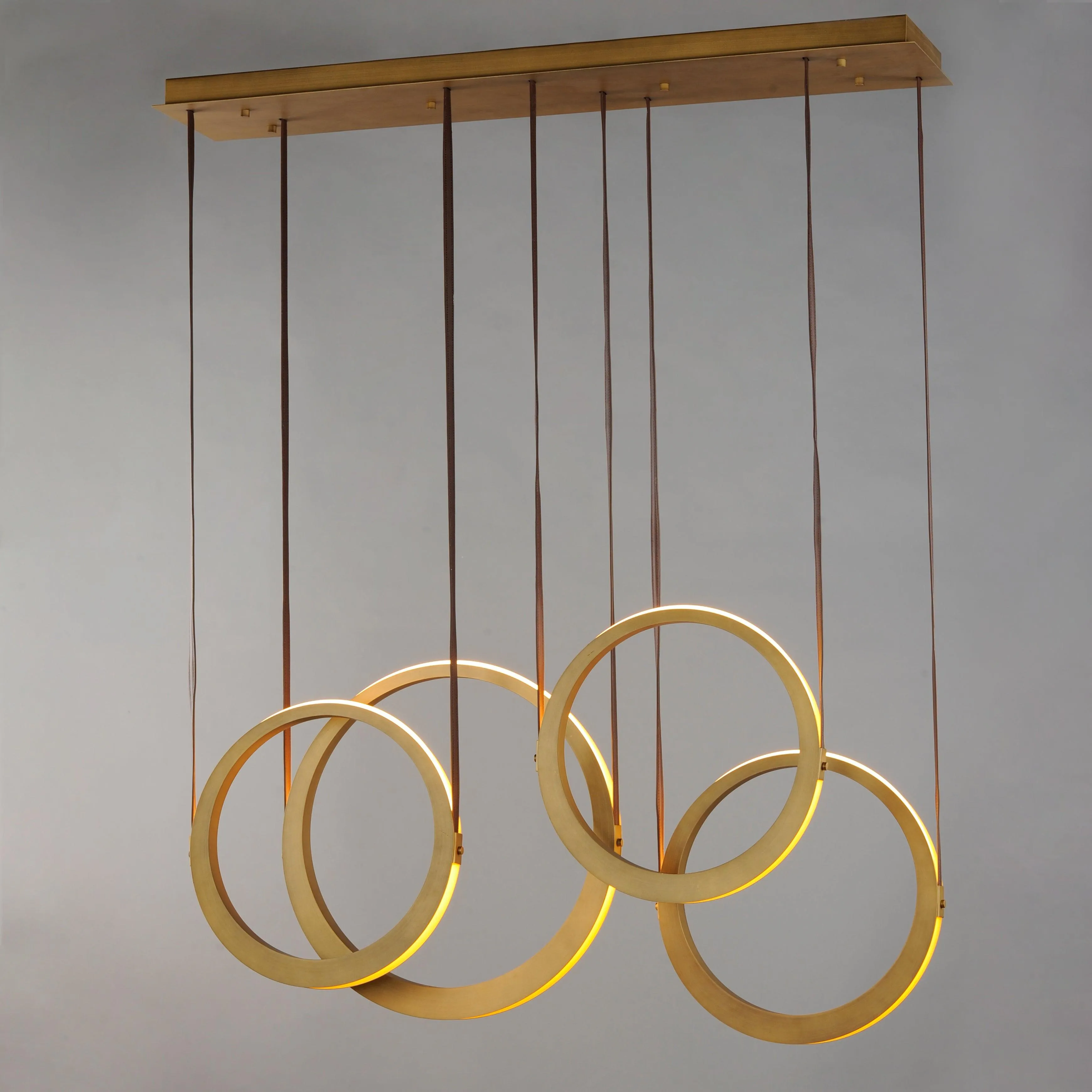 LED Antique Brass 4 Rings Pendant