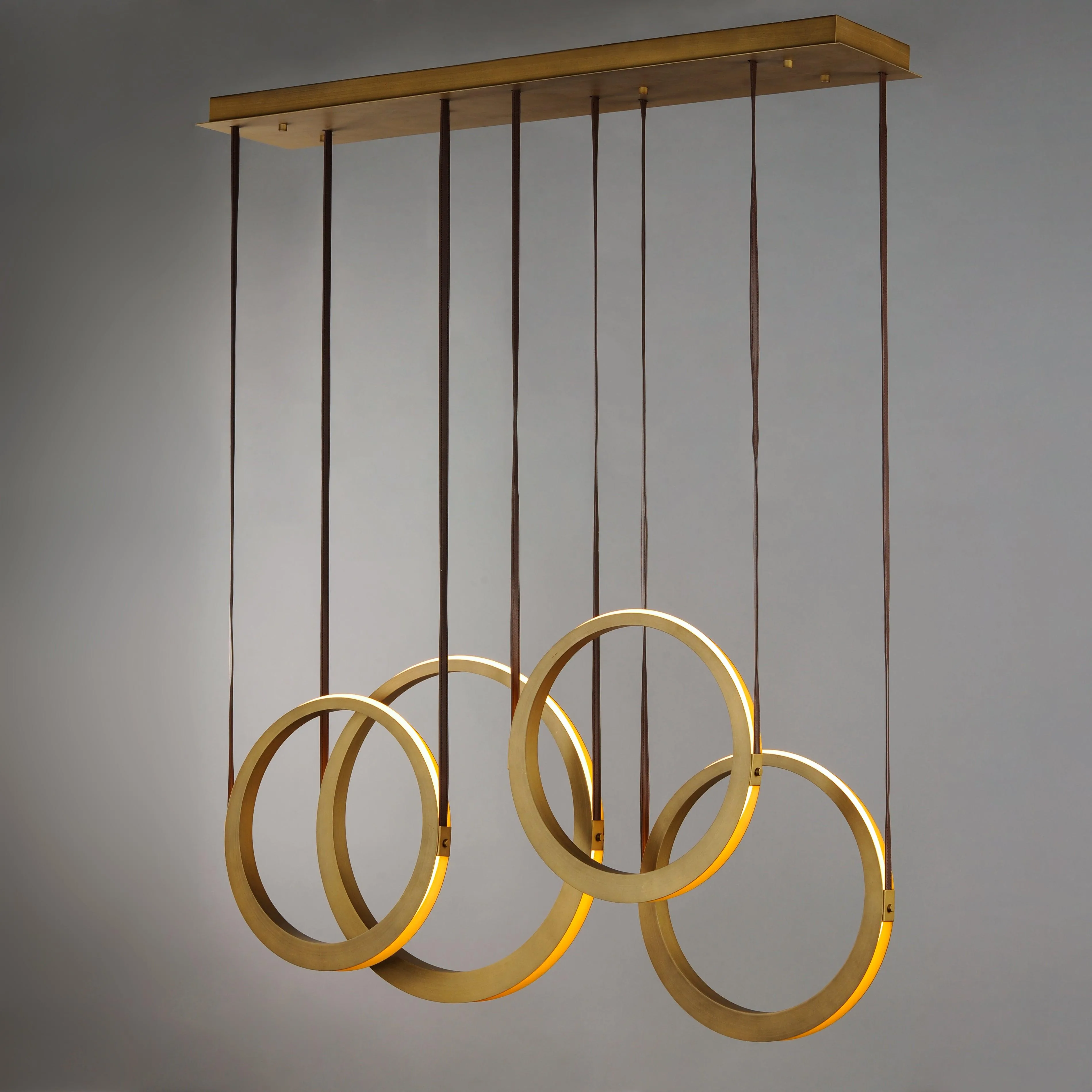 LED Antique Brass 4 Rings Pendant