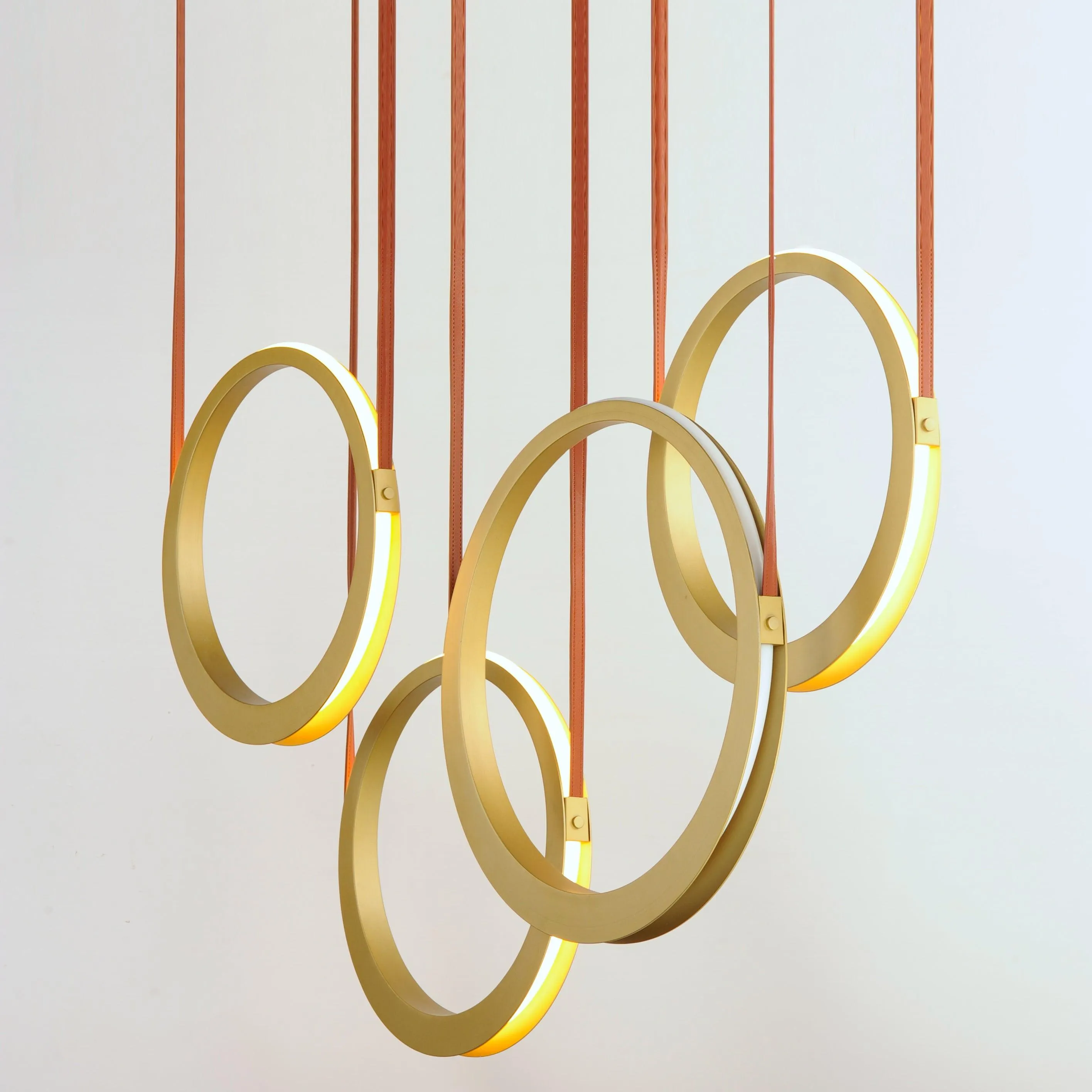 LED Antique Brass 4 Rings Pendant