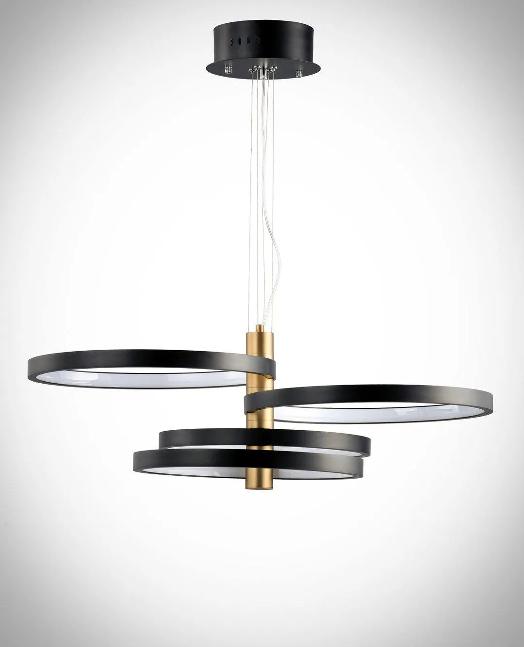 LED Black and Gold Halo Rings Chandelier