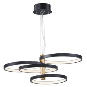 LED Black and Gold Halo Rings Chandelier
