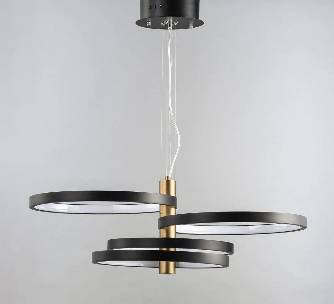 LED Black and Gold Halo Rings Chandelier