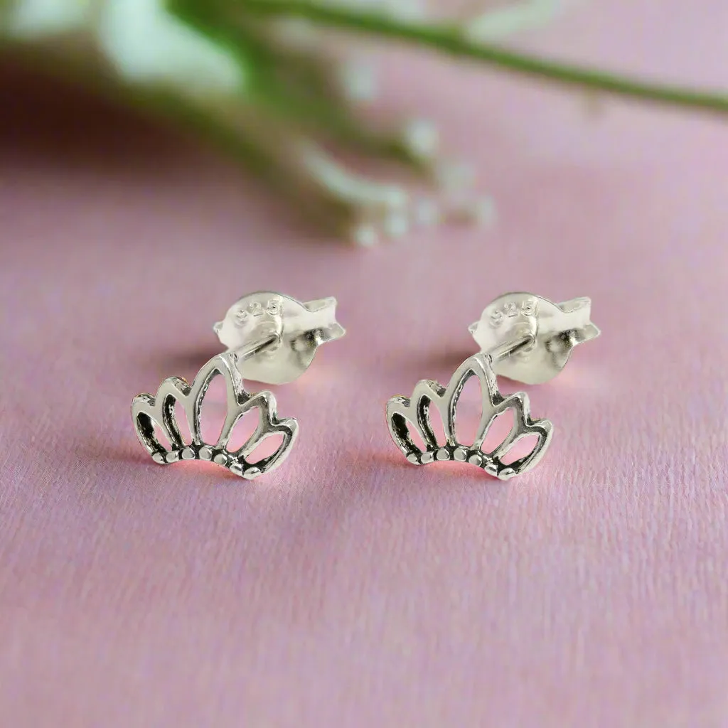 Lotus Flower Silver Ear Studs - Elegant and Timeless Jewelry Piece