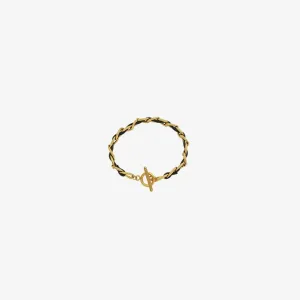 LOVCIA 18K Gold-Plated Leather Chain Bracelet