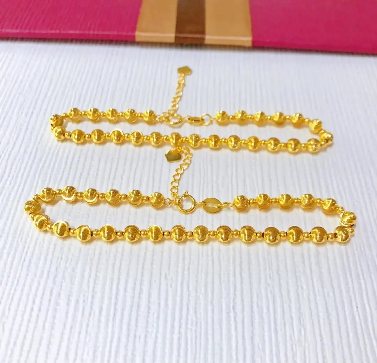 LOVCIA 18K Golden Beads Adjustable Chain Bracelet for Women