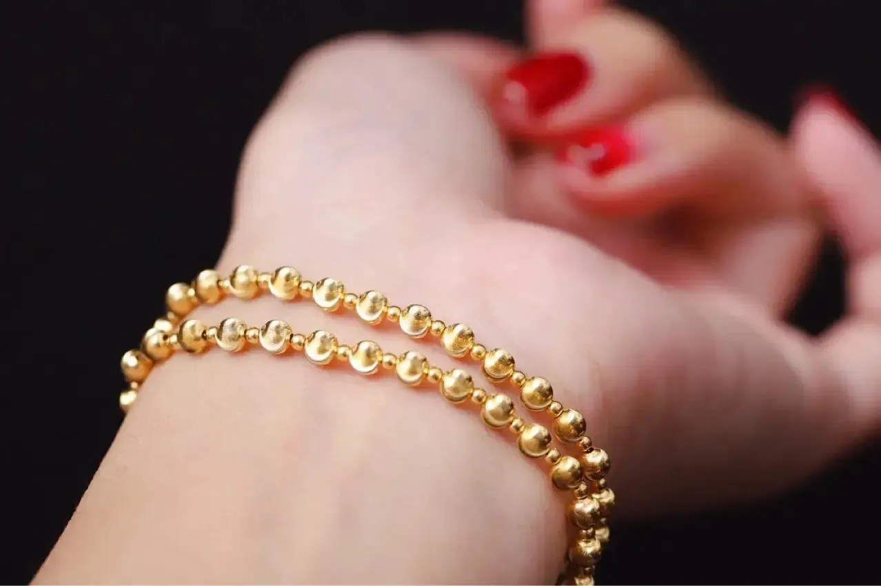 LOVCIA 18K Golden Beads Adjustable Chain Bracelet for Women