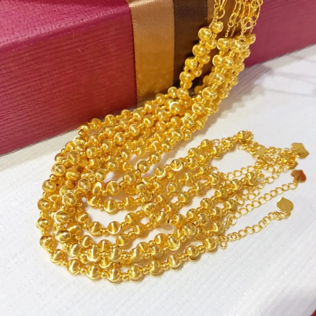 LOVCIA 18K Golden Beads Adjustable Chain Bracelet for Women