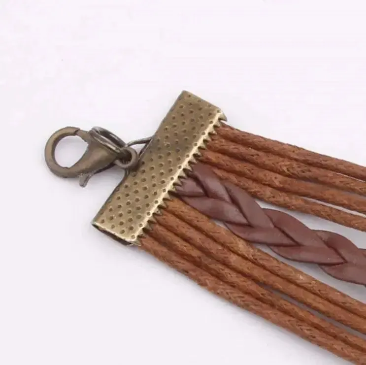 LOVCIA Alloy PU Leather Rope Bracelet