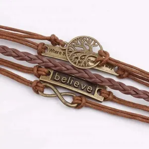LOVCIA Alloy PU Leather Rope Bracelet