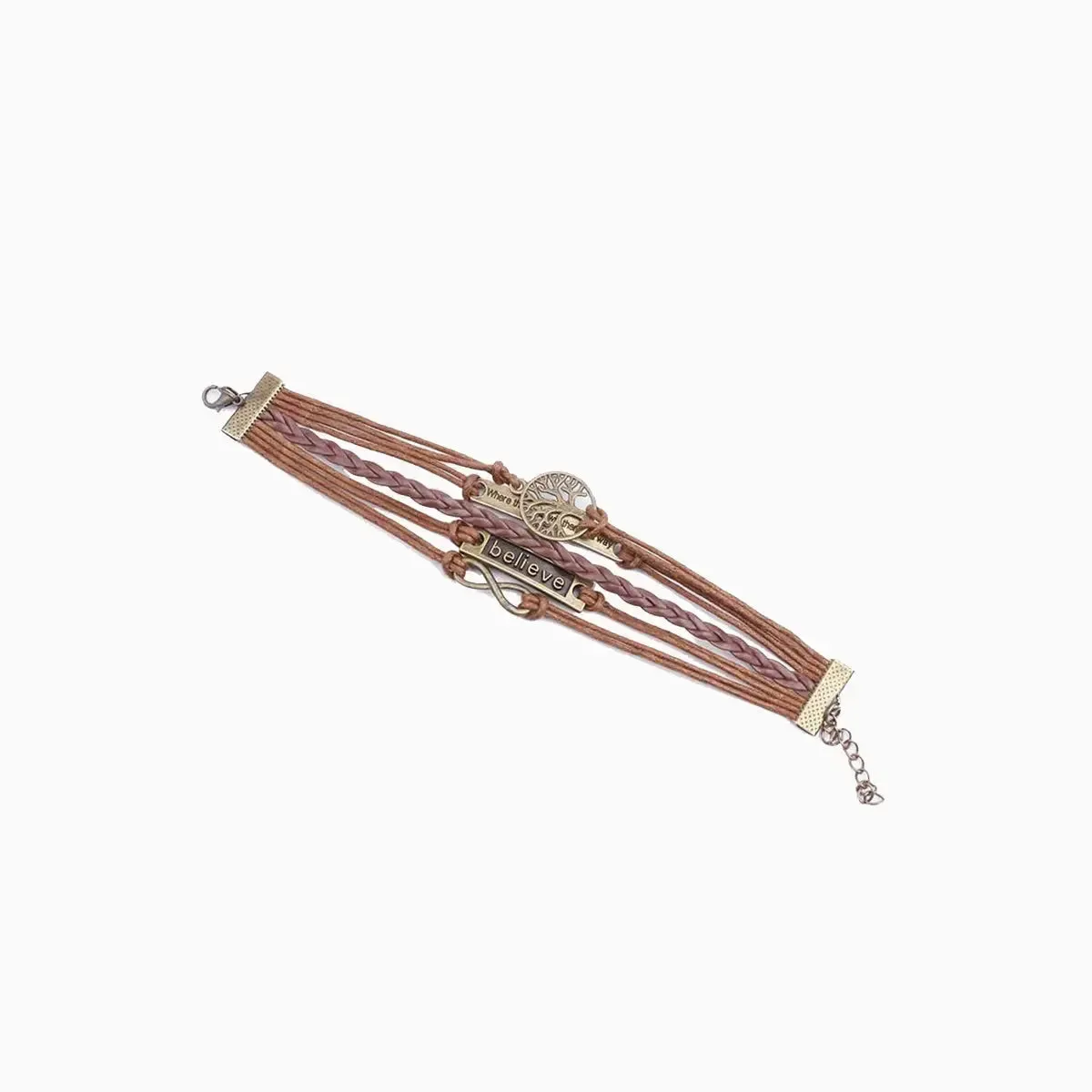 LOVCIA Alloy PU Leather Rope Bracelet