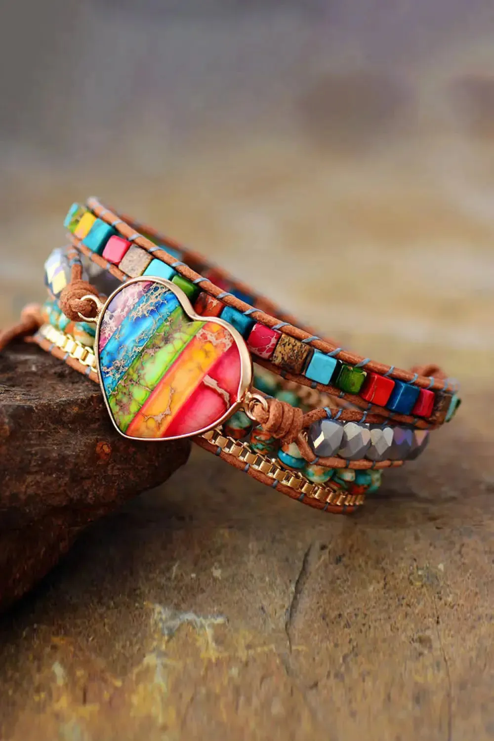LOVCIA Imperial Jasper & Crystal Layered Bracelet