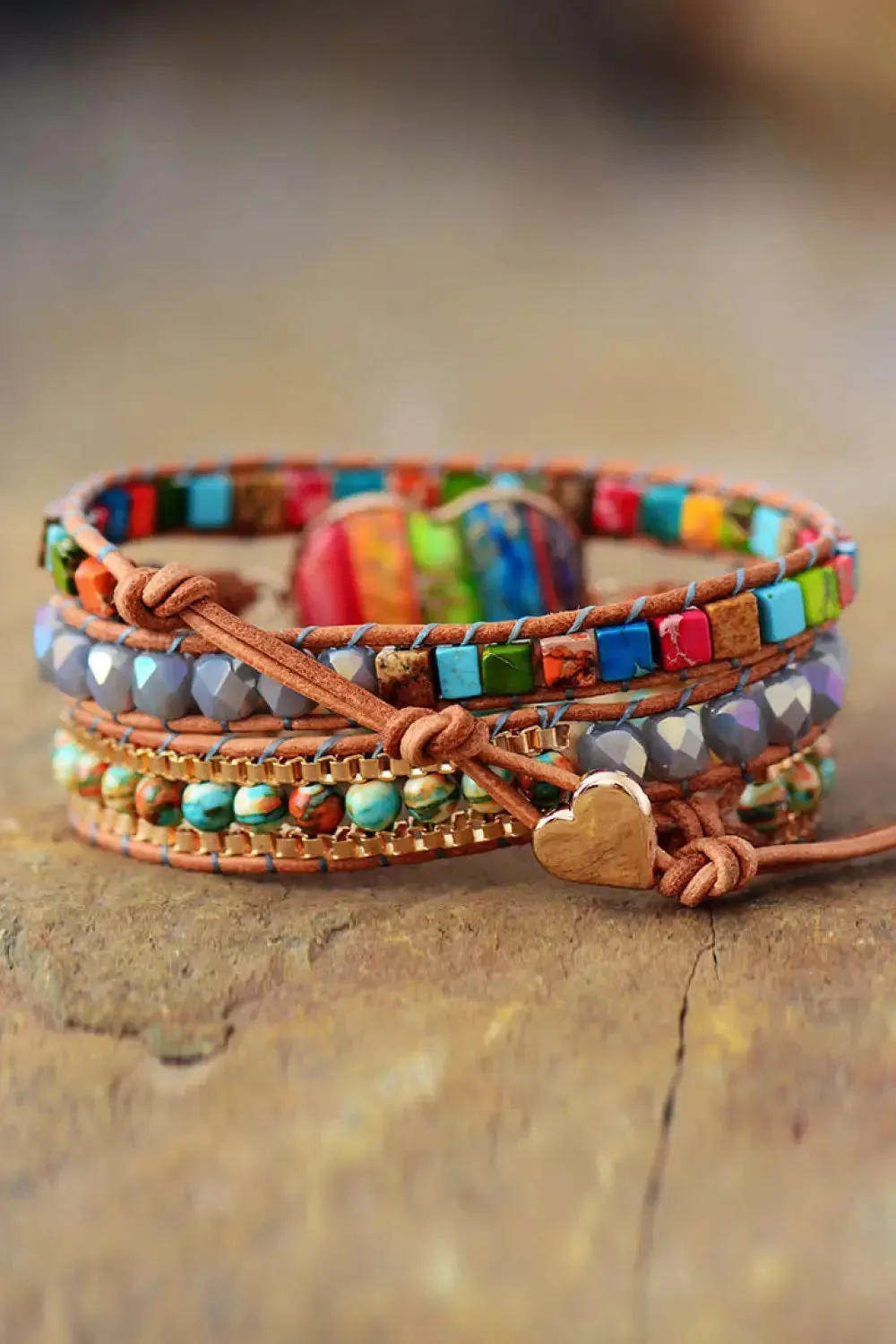 LOVCIA Imperial Jasper & Crystal Layered Bracelet