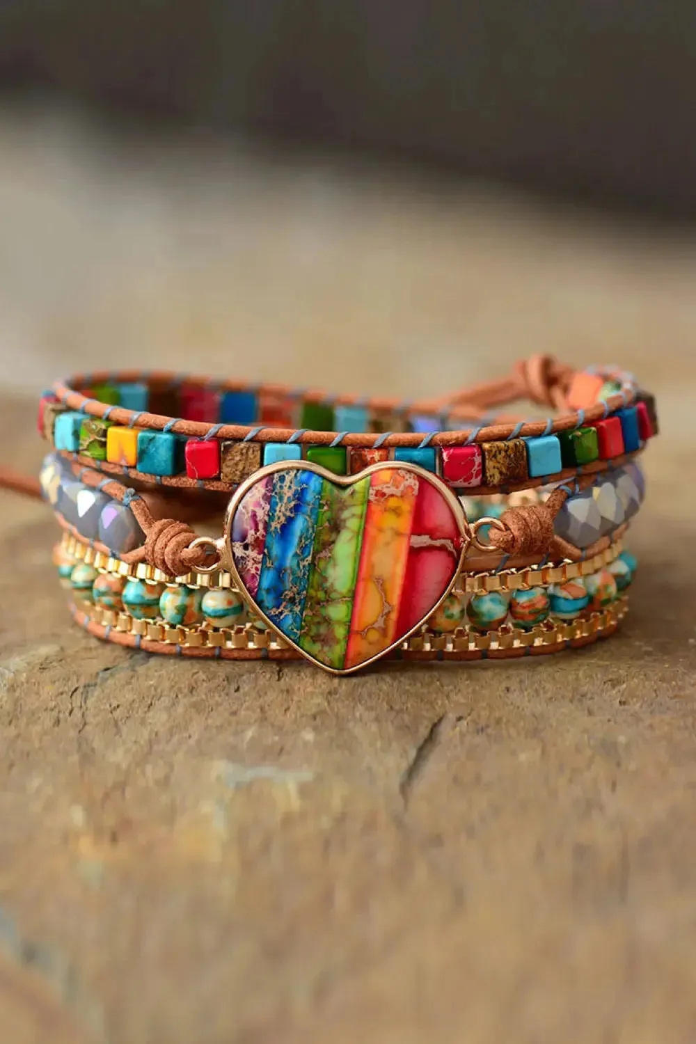 LOVCIA Imperial Jasper & Crystal Layered Bracelet