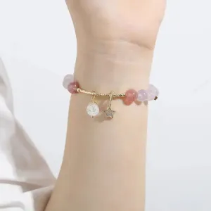 LOVCIA Lavender Amethyst Crystal Bracelet For Women With Stars and Moon Charms