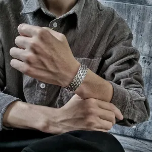 LOVCIA Men's Sterling Silver Bracelet - Handcrafted Braided Adjustable Bracelet for Men