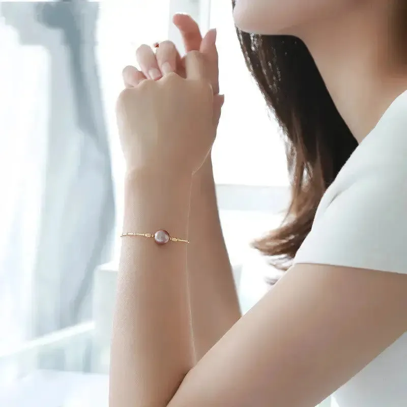 LOVCIA Purple Freshwater Symphony Pearl Bracelet for Women - Elegant 18K Gold Bracelet Jewelry