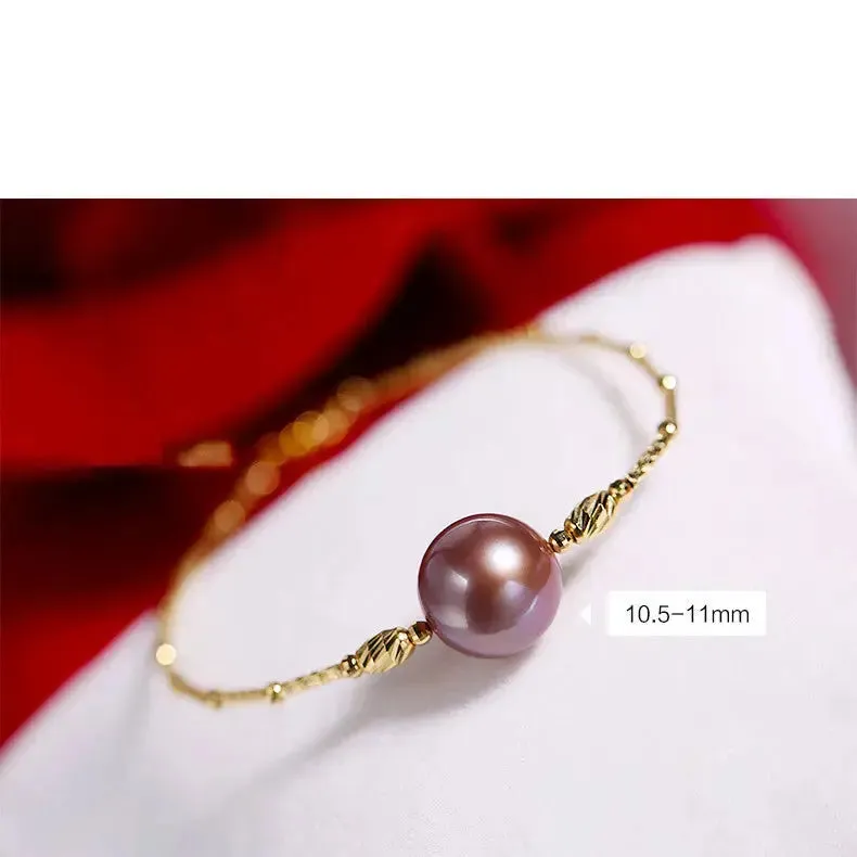 LOVCIA Purple Freshwater Symphony Pearl Bracelet for Women - Elegant 18K Gold Bracelet Jewelry