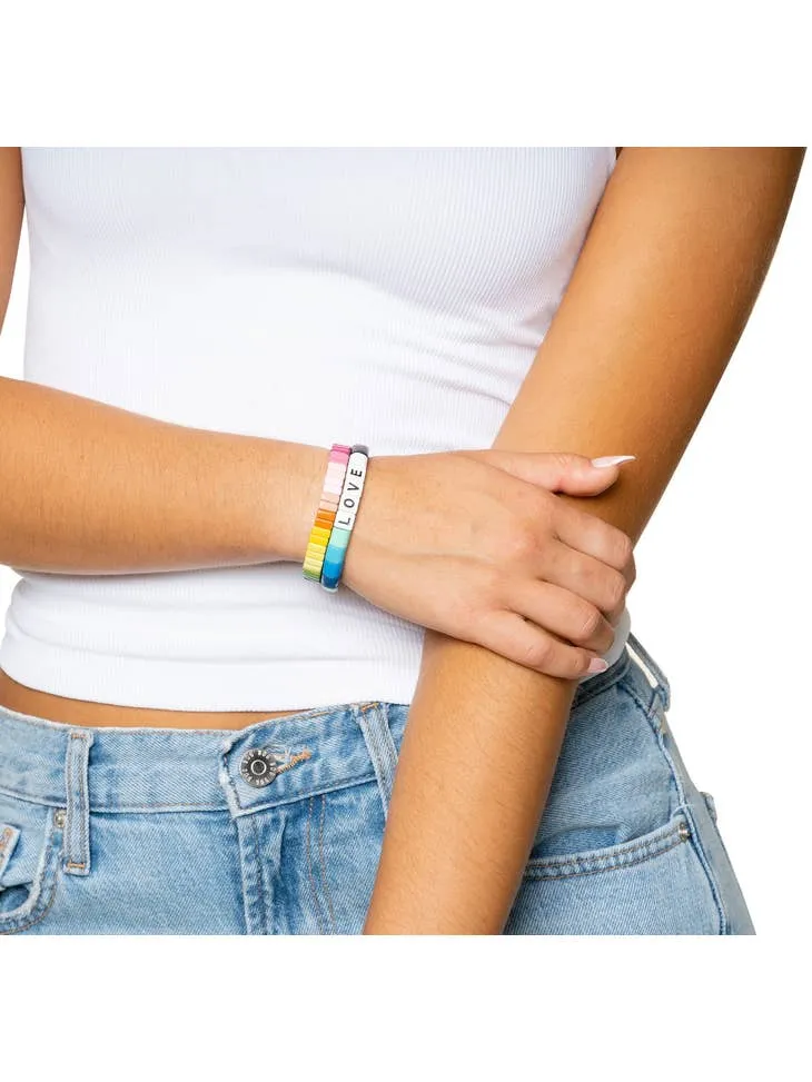 Love You To The Moon And Back Rainbow Tile Bracelet