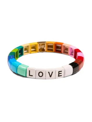 Love You To The Moon And Back Rainbow Tile Bracelet