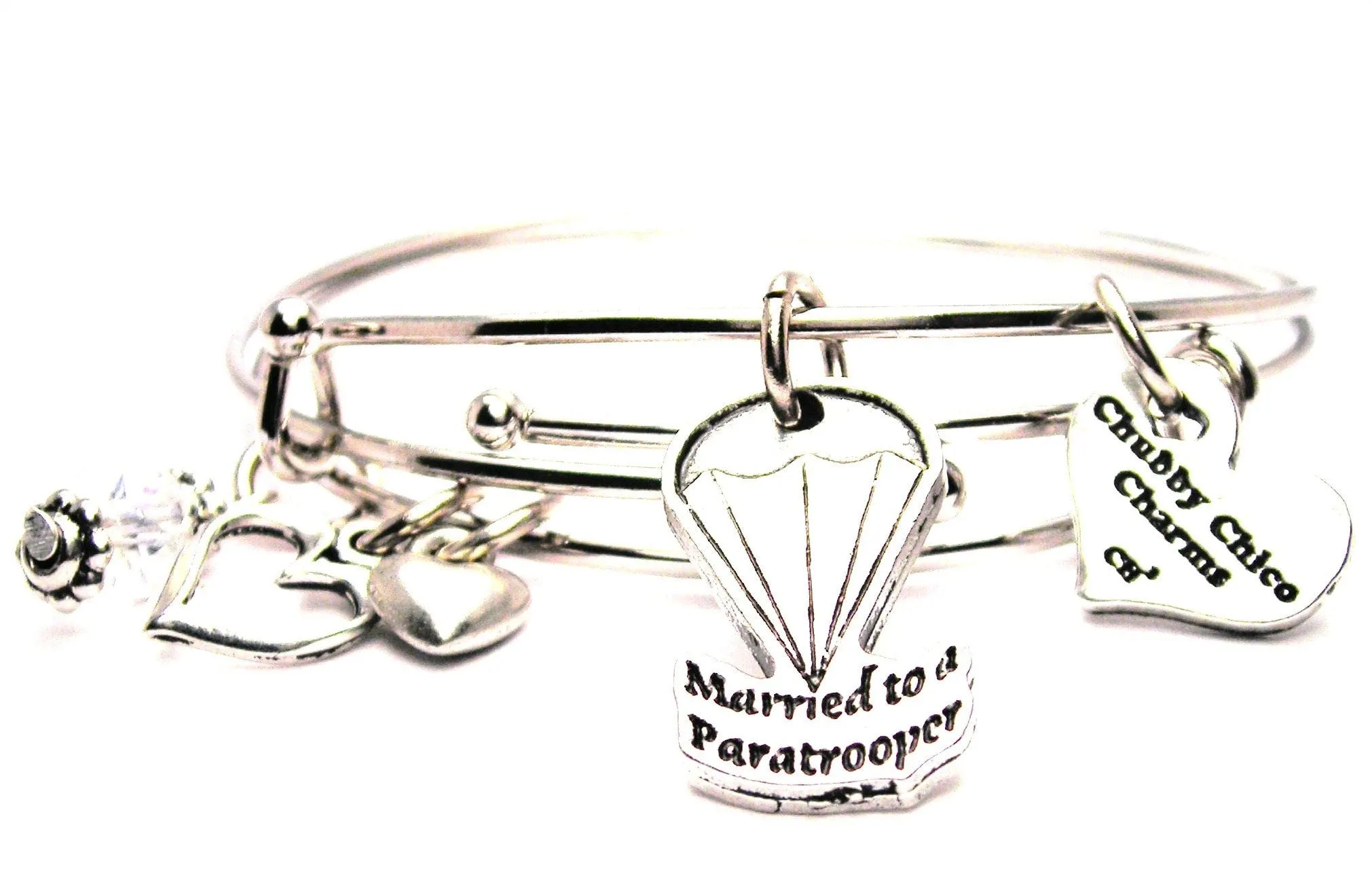 Married To A Paratrooper Expandable Bangle Bracelet Set