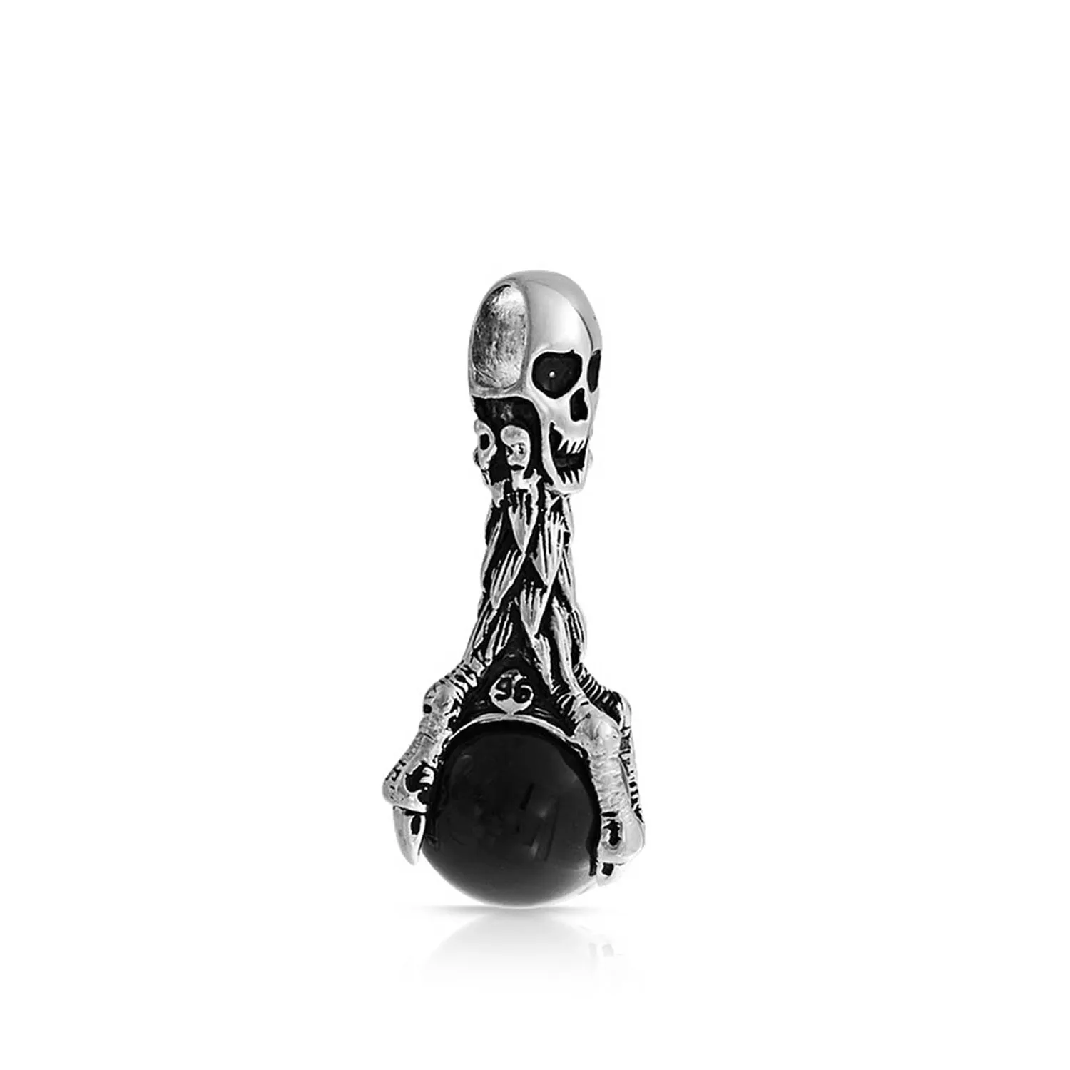 Men's Punk Biker Skull Claw Pendant Necklace Silver Stainless Steel Pirate Style
