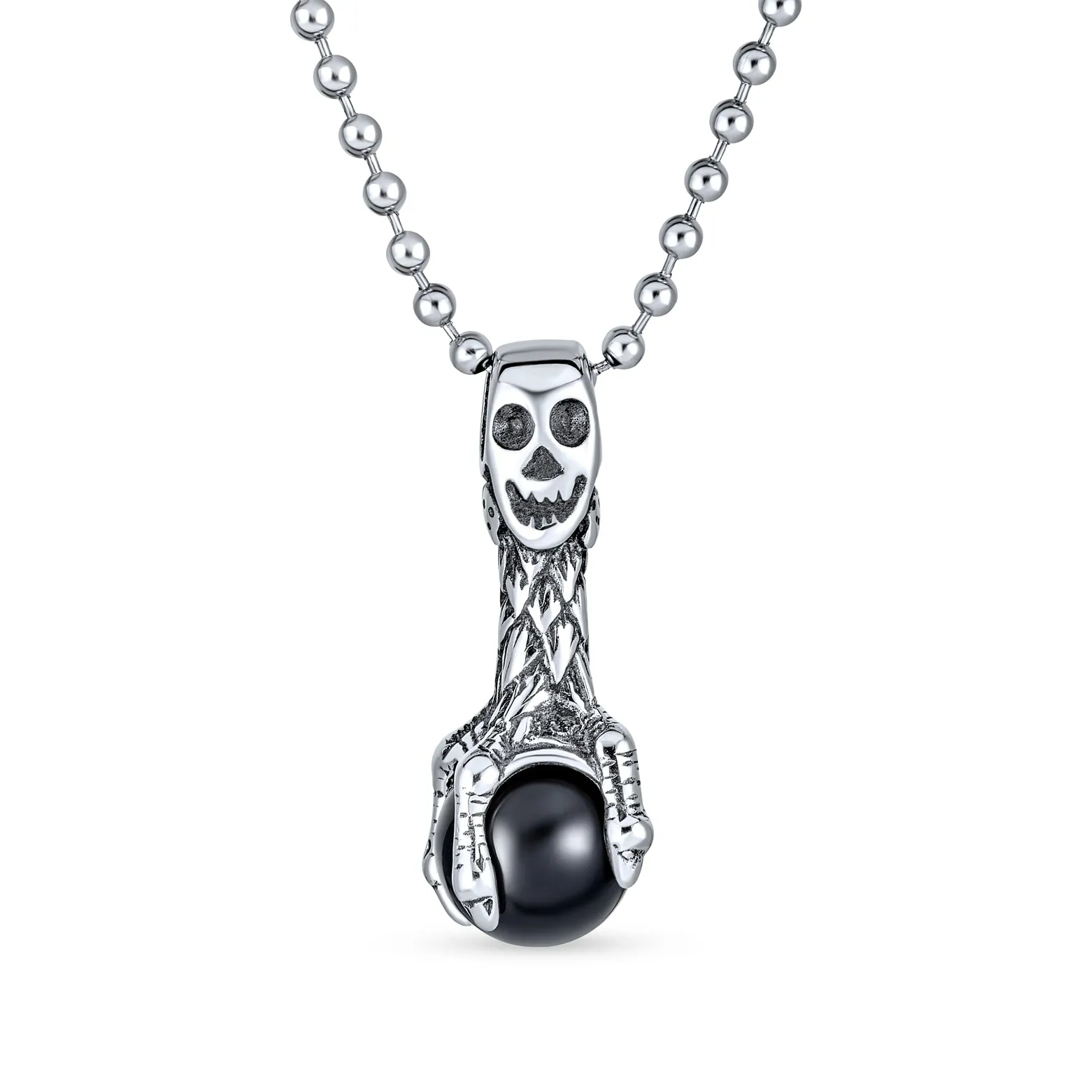 Men's Punk Biker Skull Claw Pendant Necklace Silver Stainless Steel Pirate Style