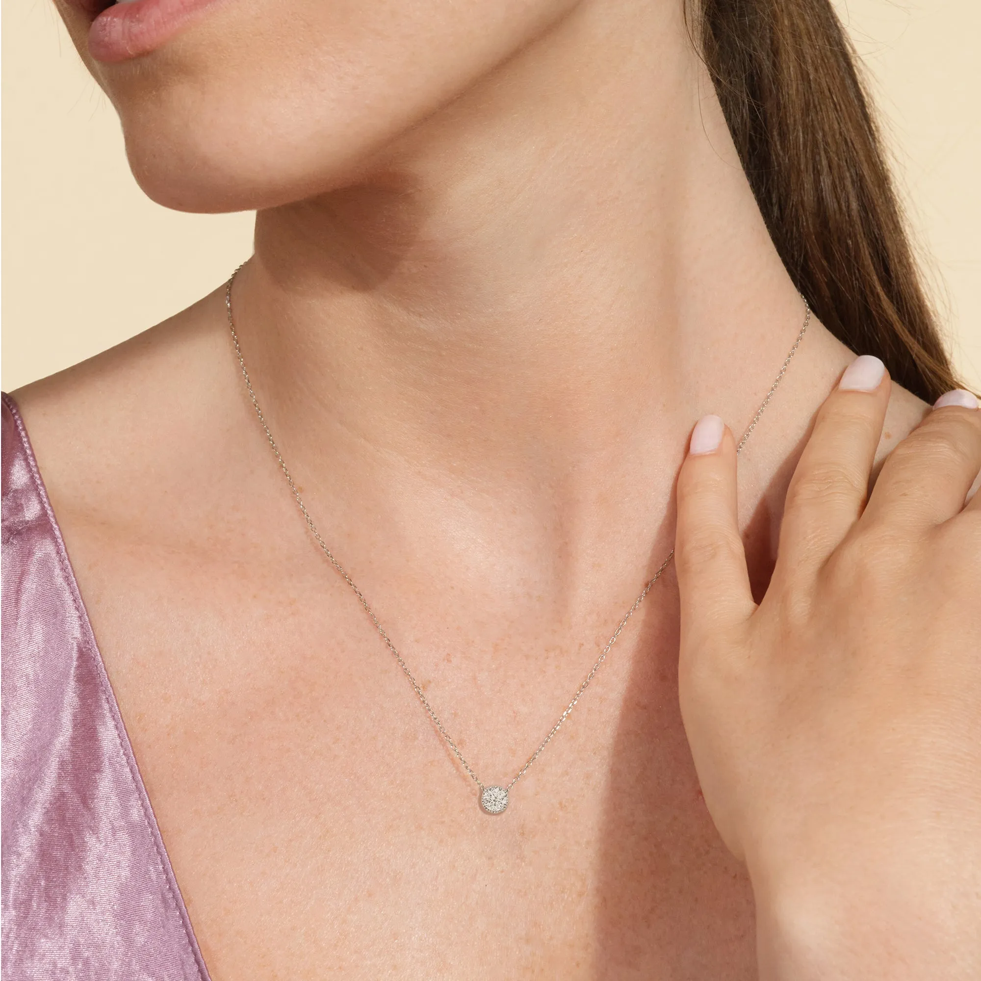 Milgrain Round Lab Created Diamond Necklace