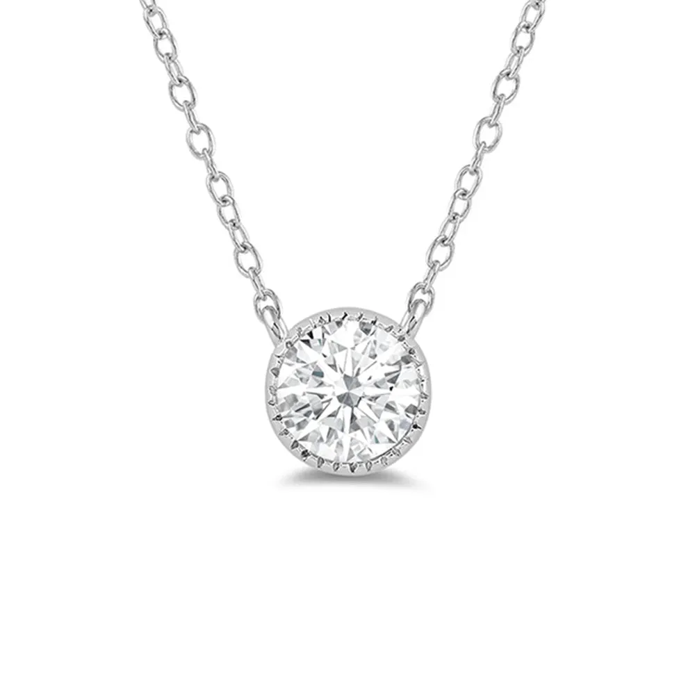 Milgrain Round Lab Created Diamond Necklace
