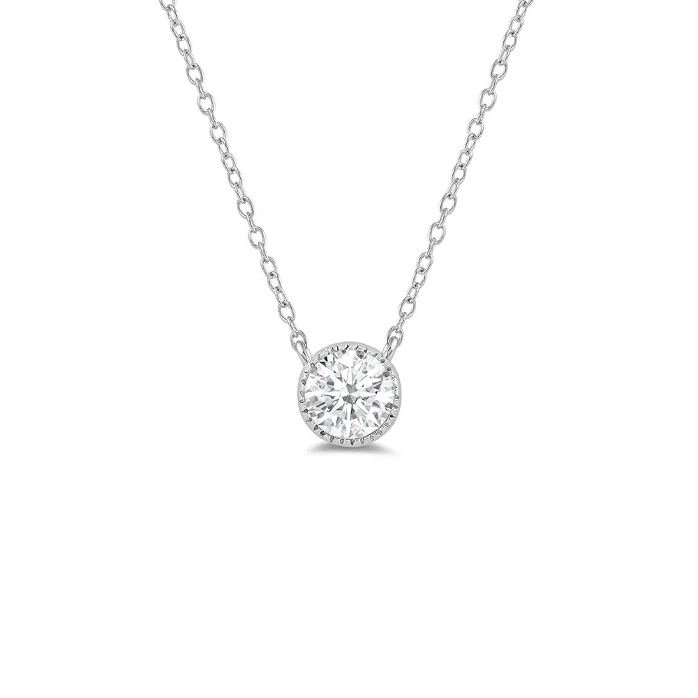 Milgrain Round Lab Created Diamond Necklace