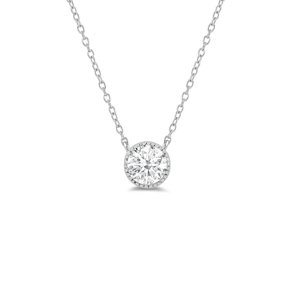 Milgrain Round Lab Created Diamond Necklace