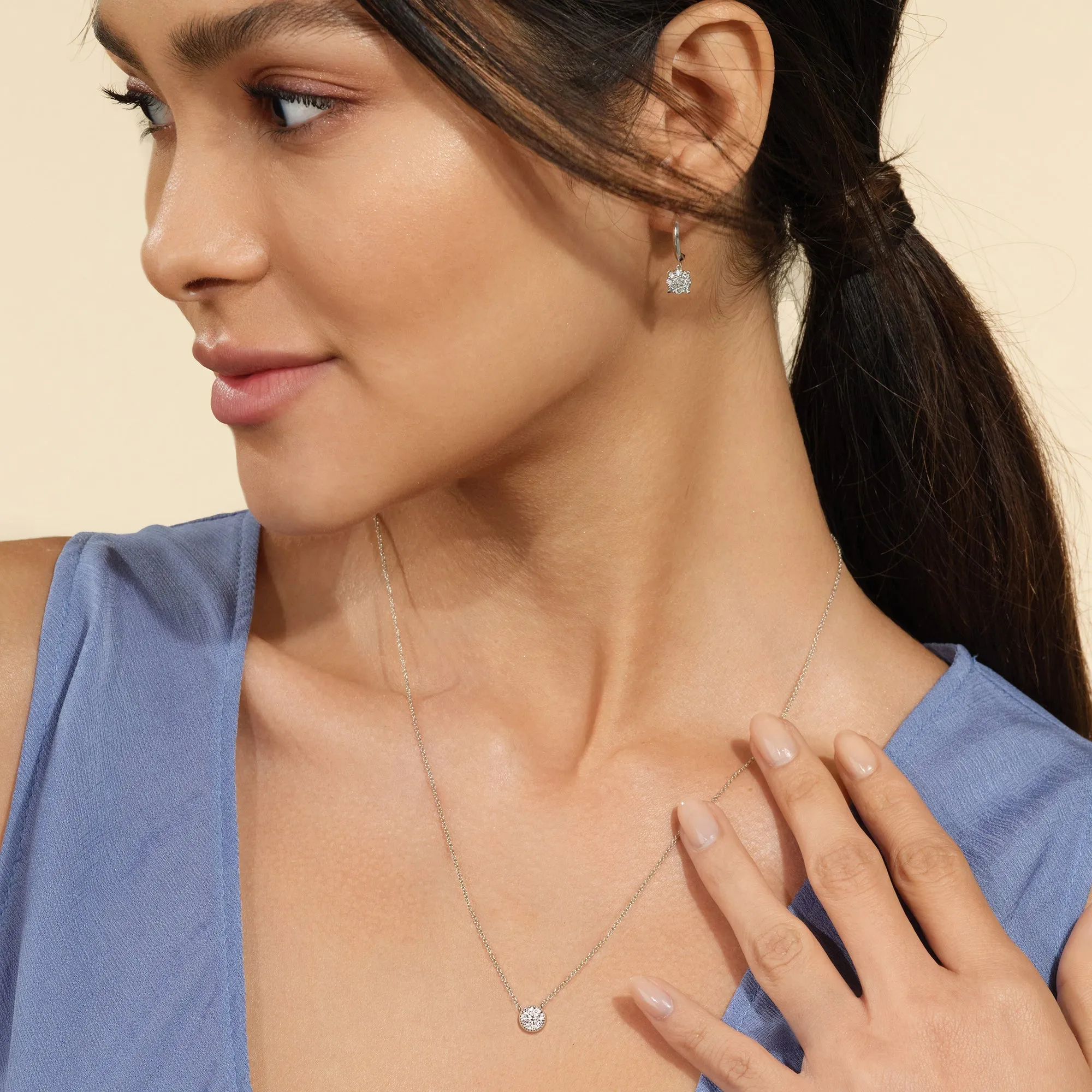 Milgrain Round Lab Created Diamond Necklace