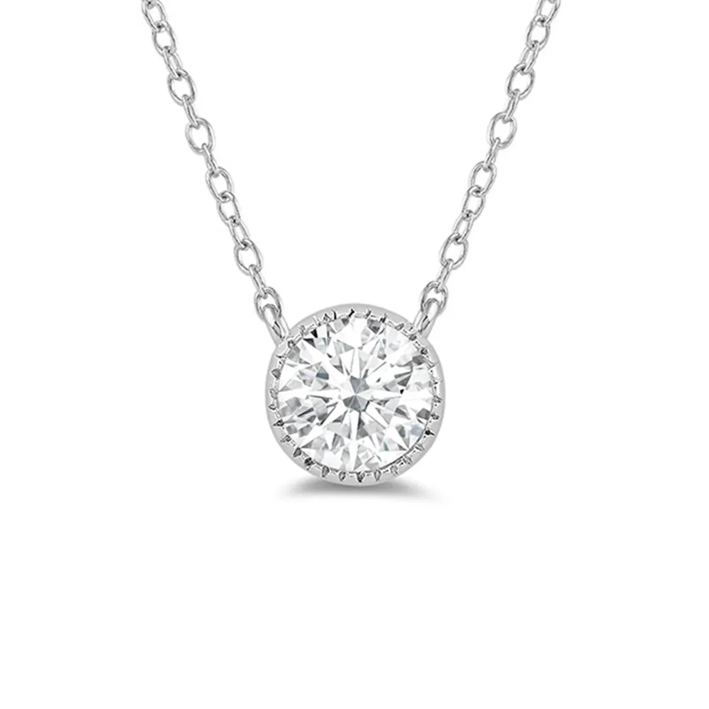 Milgrain Round Lab Created Diamond Necklace