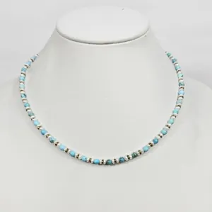 Mini Beaded Necklace with Pearls and Turquoise