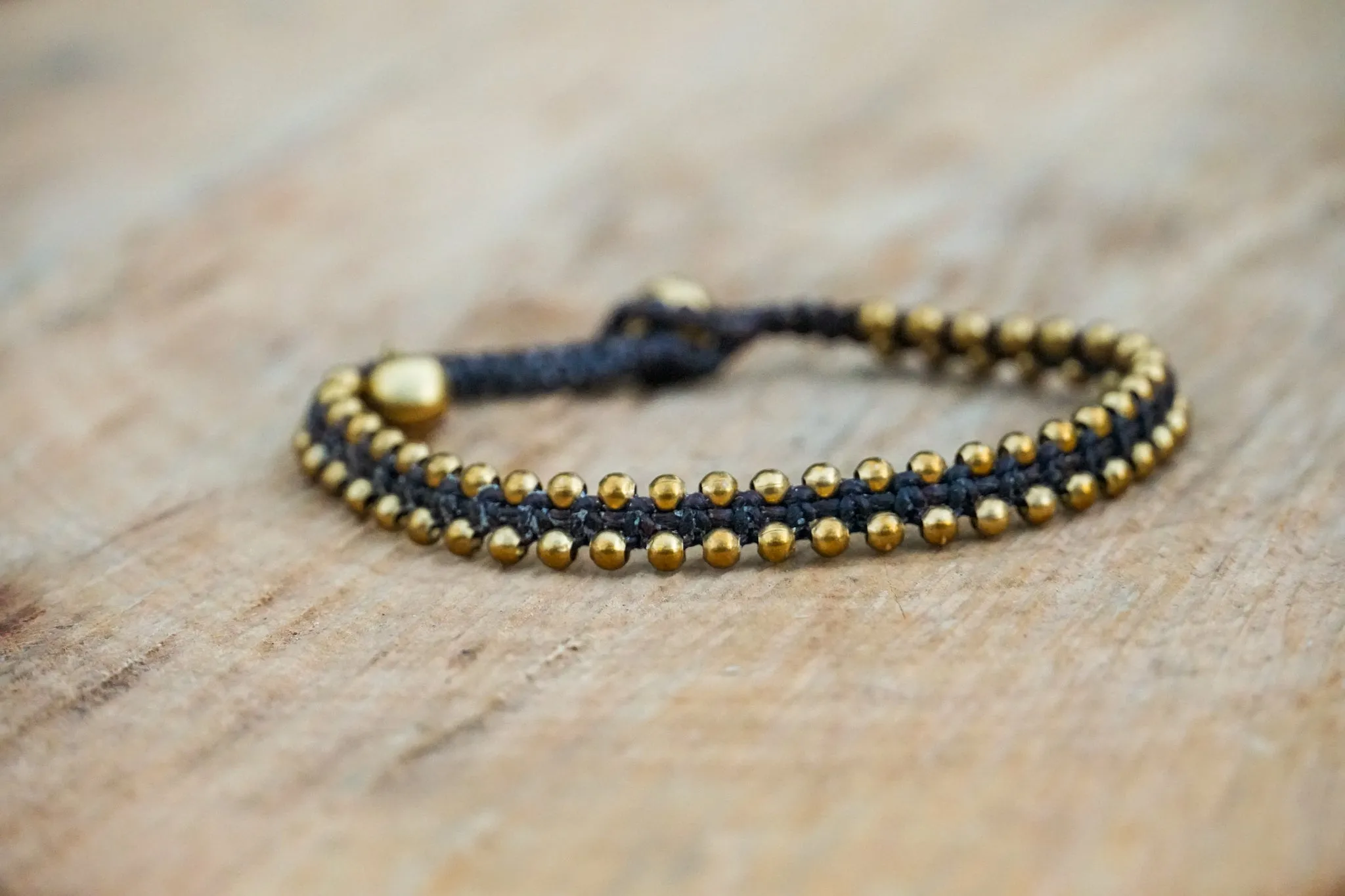 Minimalist Double-Strand Brass Beaded Bracelet