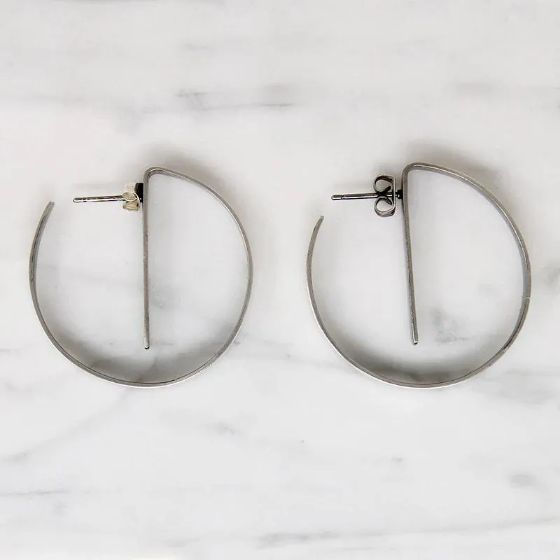 Mod Chic Sterling Silver Hoop Earrings