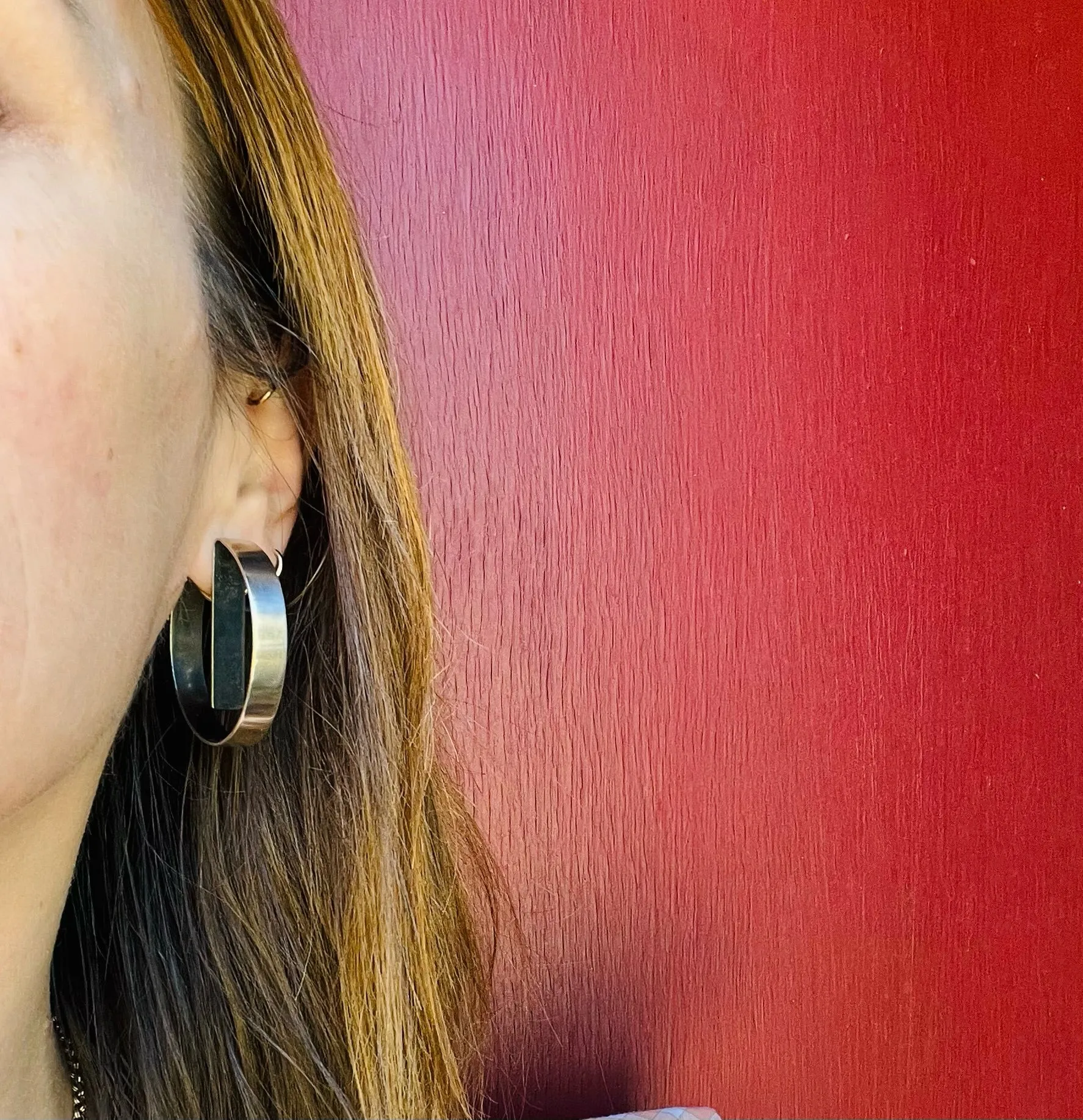 Mod Chic Sterling Silver Hoop Earrings